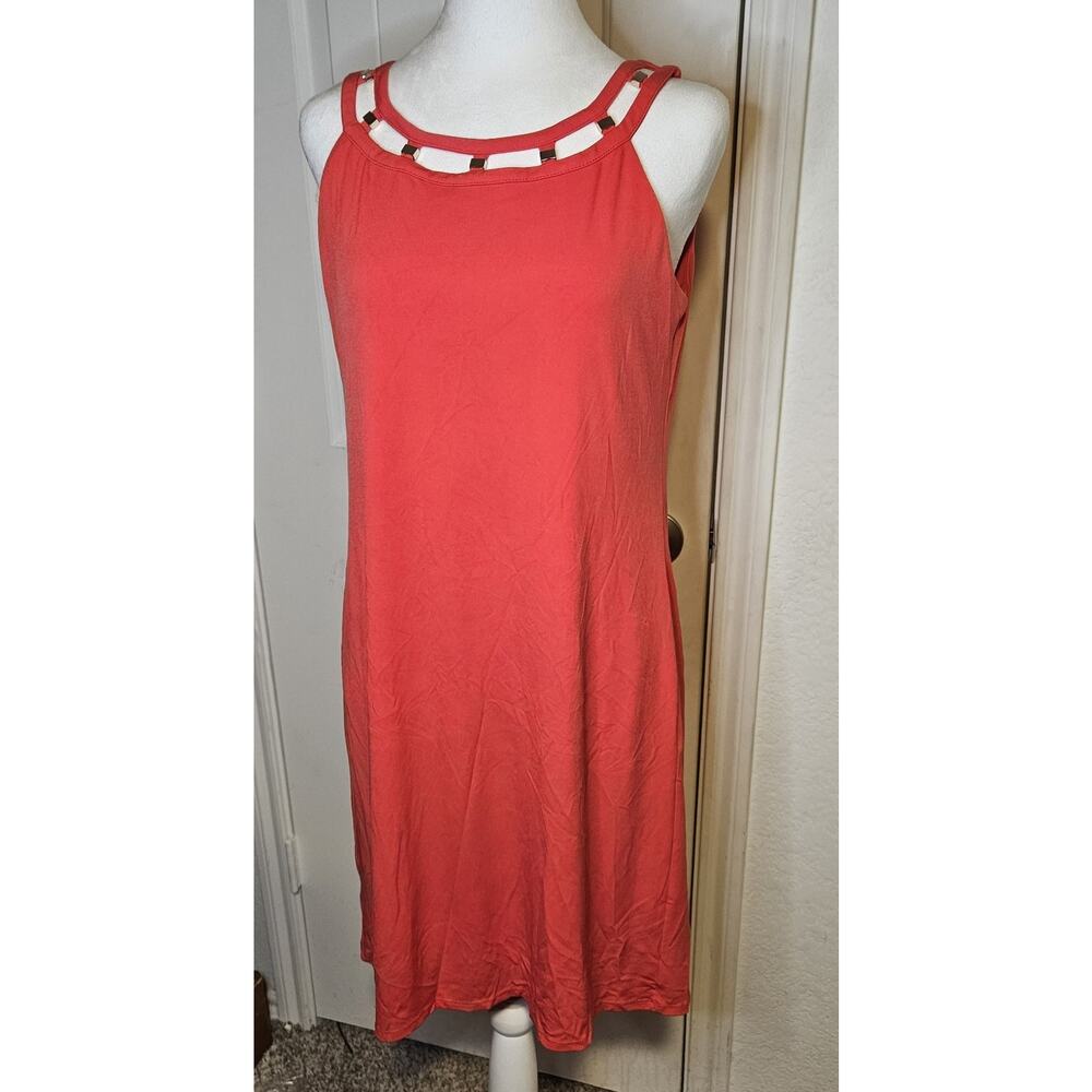 White House Black Market Medium Sleeveless Red Dress With Decorative Collar